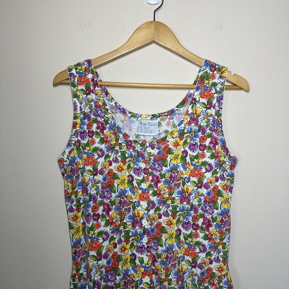VTG Pierre Cardin Sleeveless Floral Button Up Midi Dress Womens Size M Prairie - Picture 3 of 8